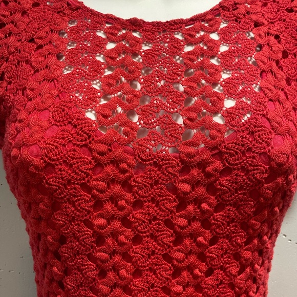Free People red lined lace crochet bodycon dress size XS - Picture 4 of 11